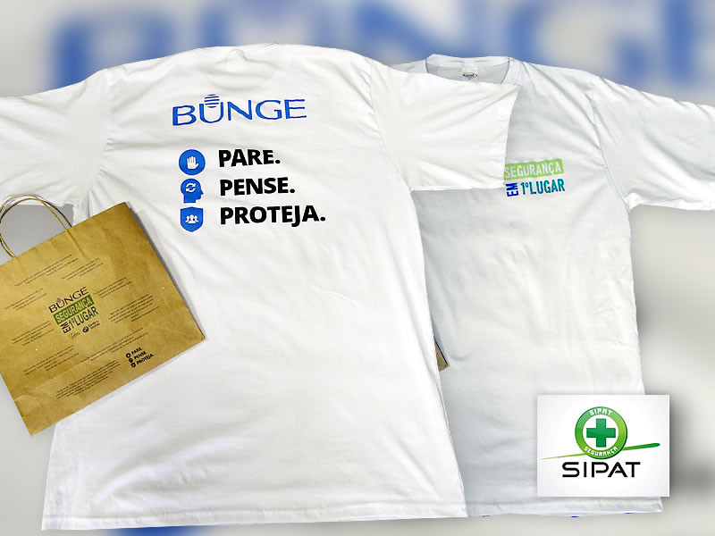 Camisetas promocionais produzidas para a SIPAT