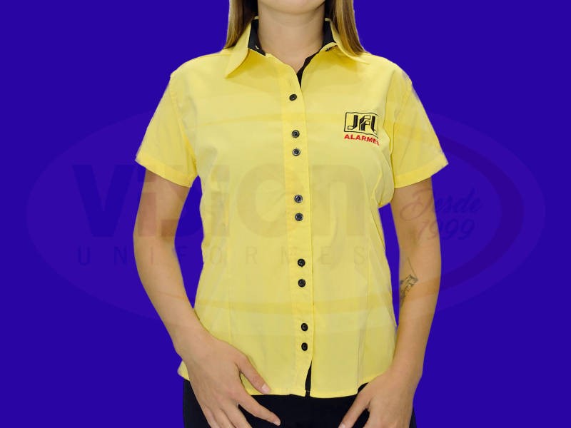 Camisa social para uniforme feminino amarelo